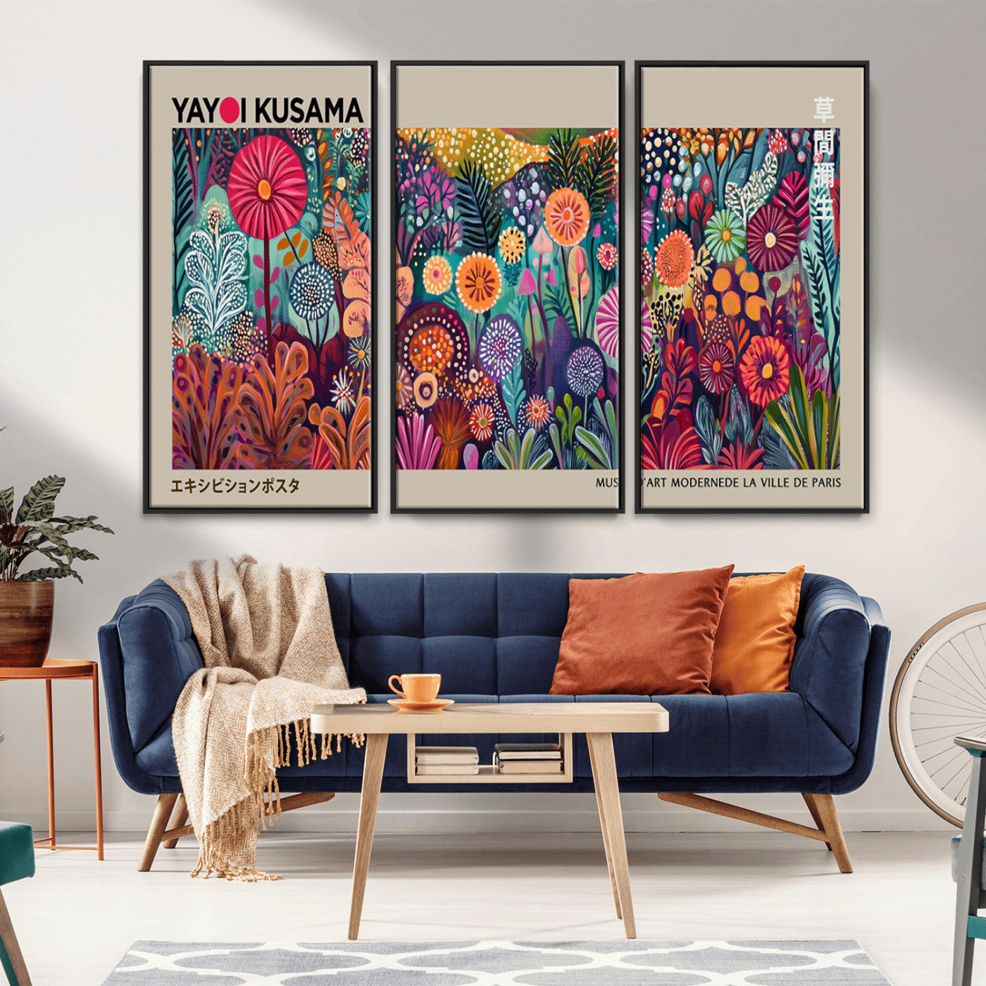 MGV-FC-48X32-3P - Yayoi Kusama Wall Art Canvas Print, Abstract Art, Large Yayoi Kusama Framed Wall Art Print, Japanese