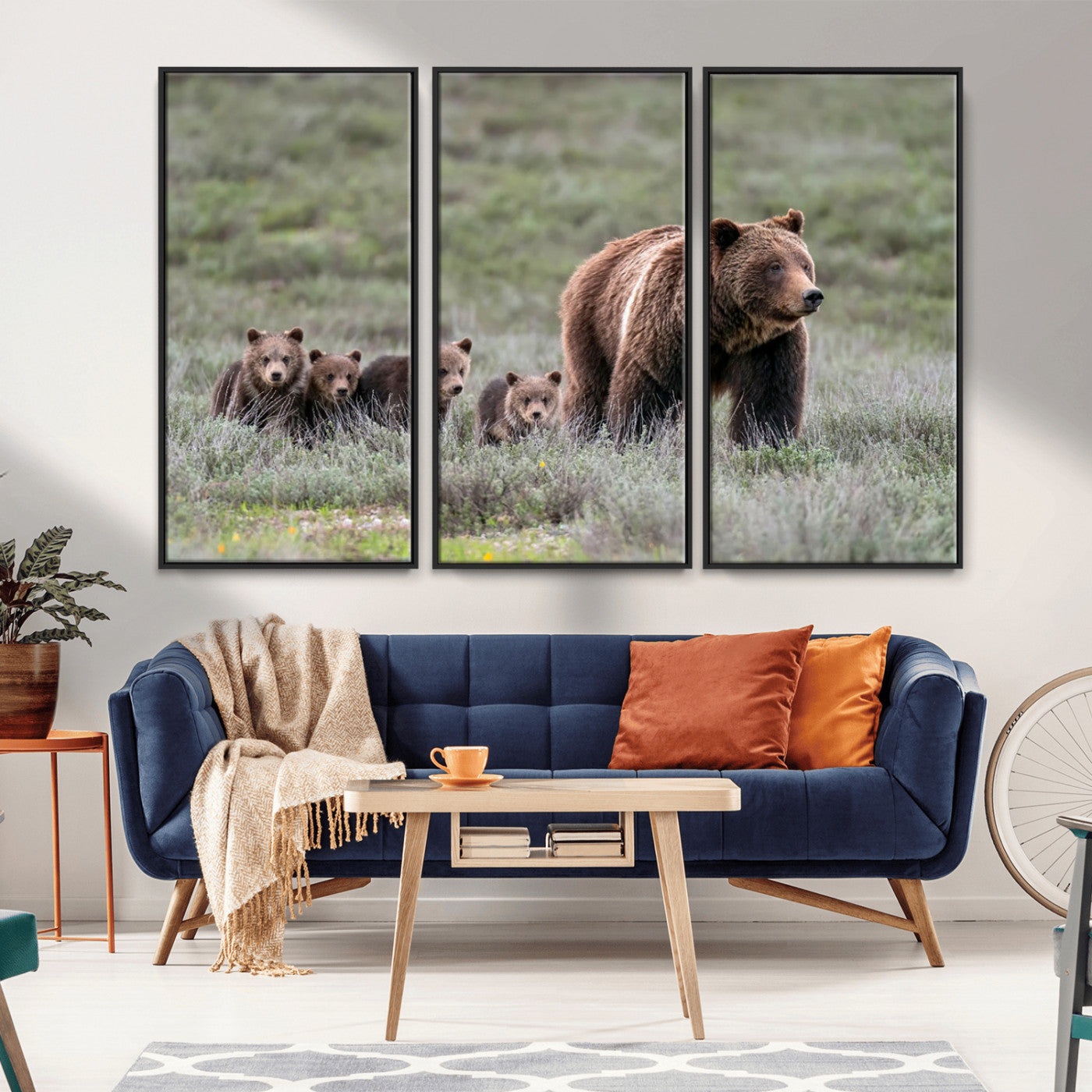 MGV-FC-48X32-3P - Wildlife Photography of 399 Grizzly Bear Cubs | Queen of the Tetons Canvas Wall Art Print