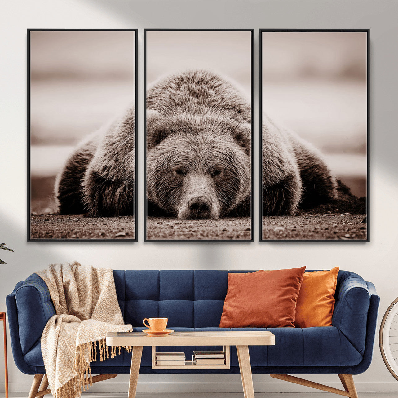 20611-MGV-CV-36X24 - Grizzly Bear Wall Art Print - Bear Canvas Wall Art - Rustic Bear Portrait Canvas Print for Cabin
