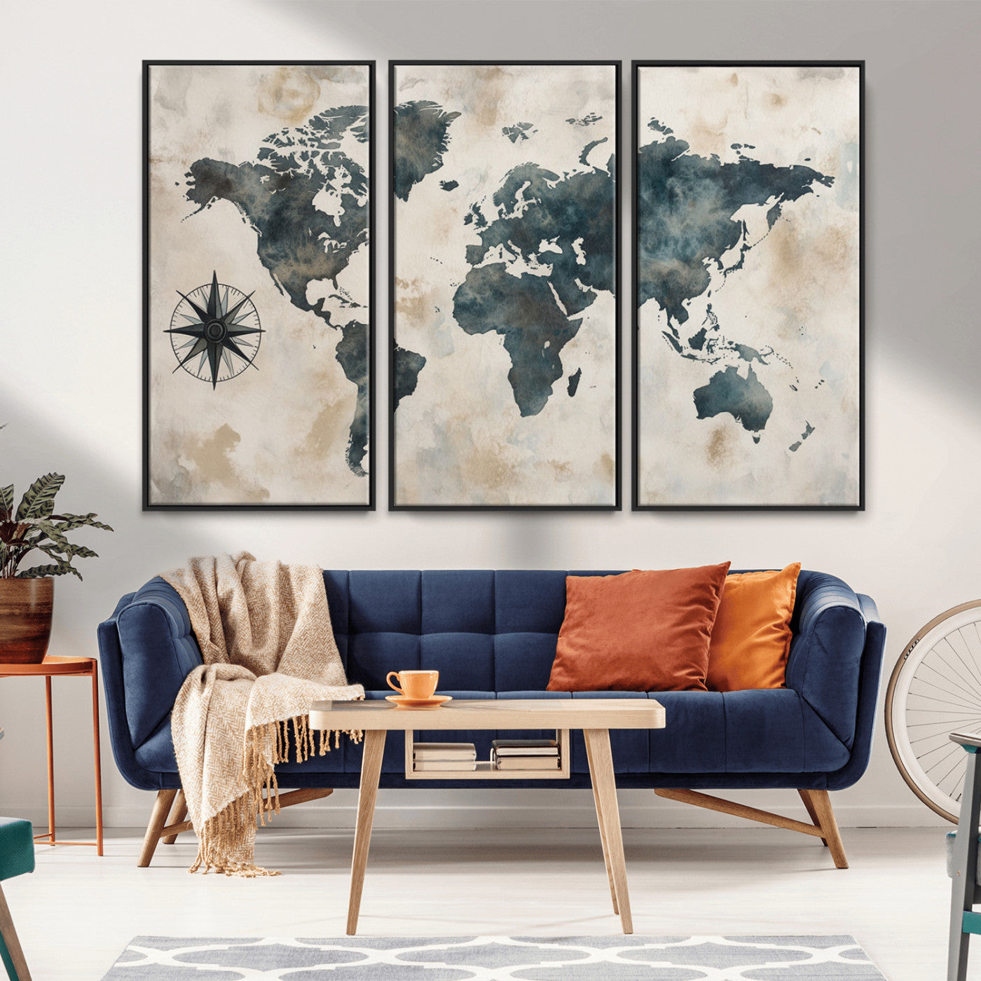 MGV-FC-48X32-3P - Push Pin World Map Canvas Print – Framed Wall Art for Couples to Track Their Travels – Anniversary