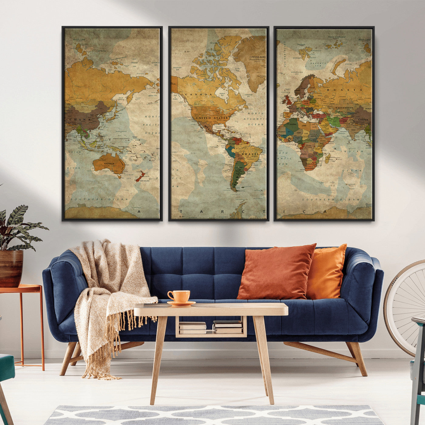 MGV-FC-48X32-3P - Push Pin World Map Canvas Print – Framed Wall Art for Couples to Track Their Travels – Anniversary