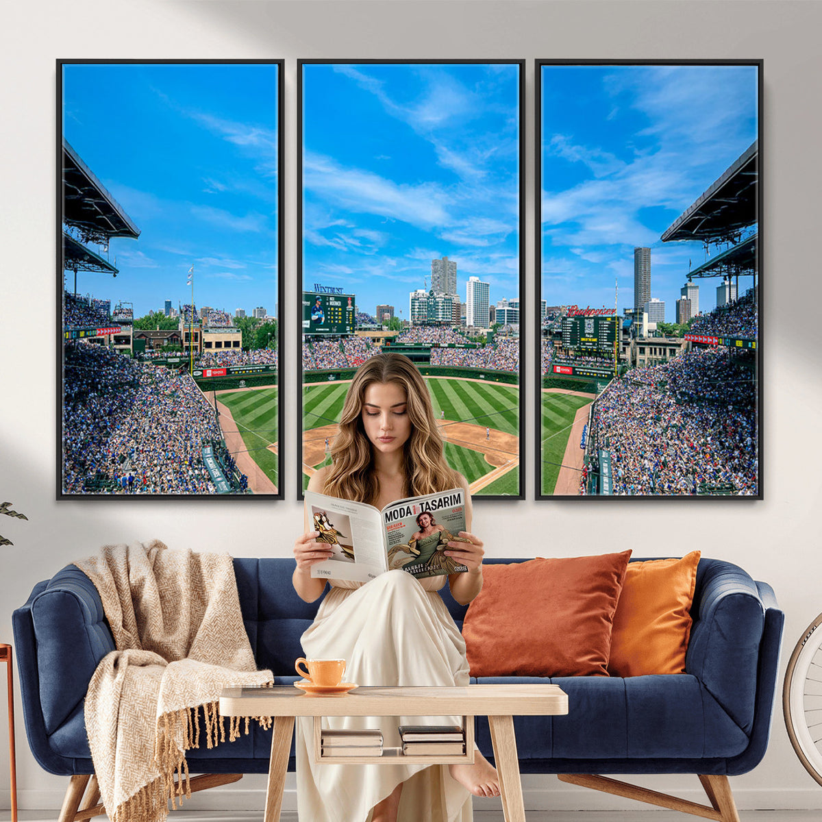 32373-MGV-CV-36X24 - Wrigley Field Chicago Cubs Panoramic Art Multi-Piece Canvas