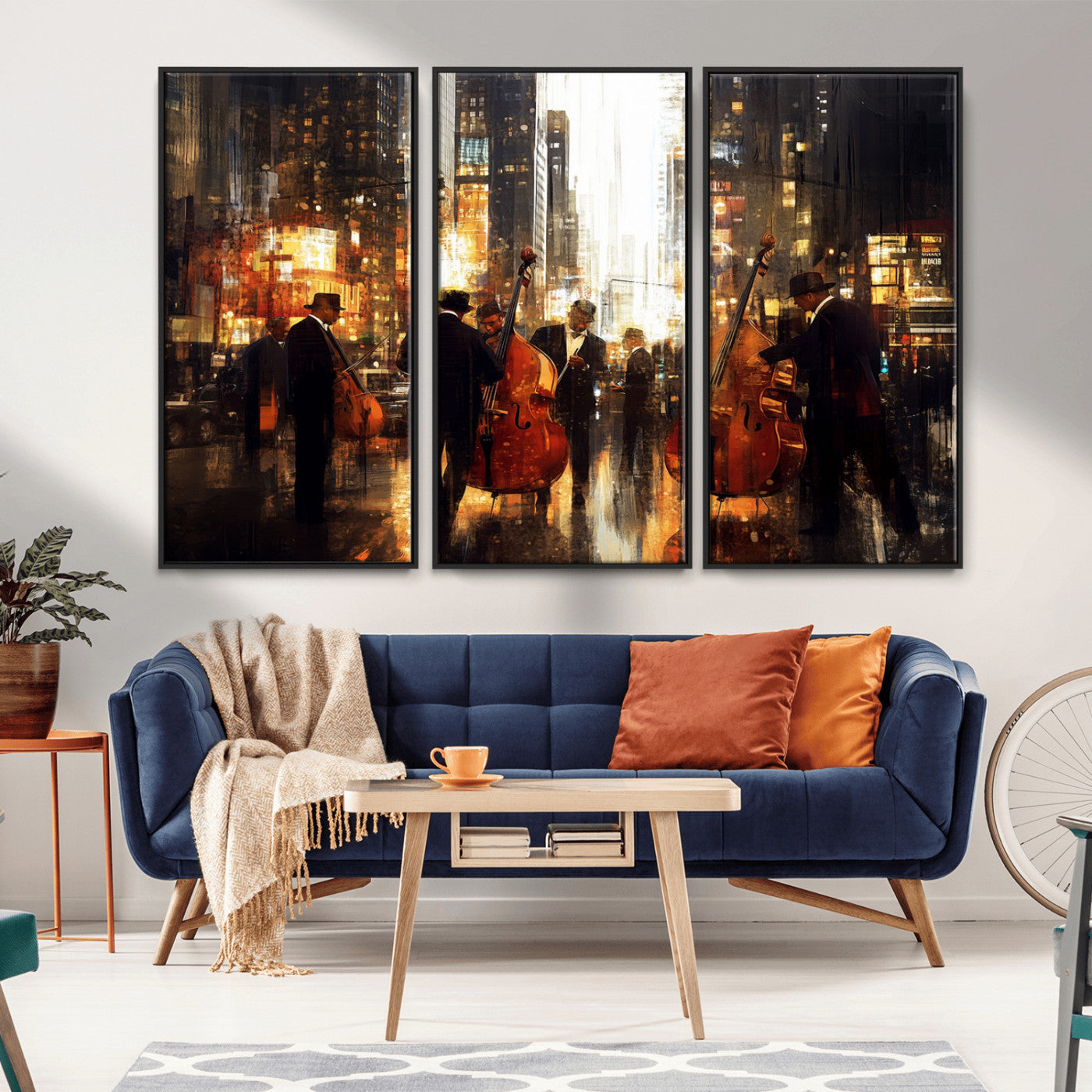 MGV-FC-48X32-3P - Abstract Jazz Art Wall Art Canvas Print - Framed Abstract Music Canvas - Colorful Instrument Poster