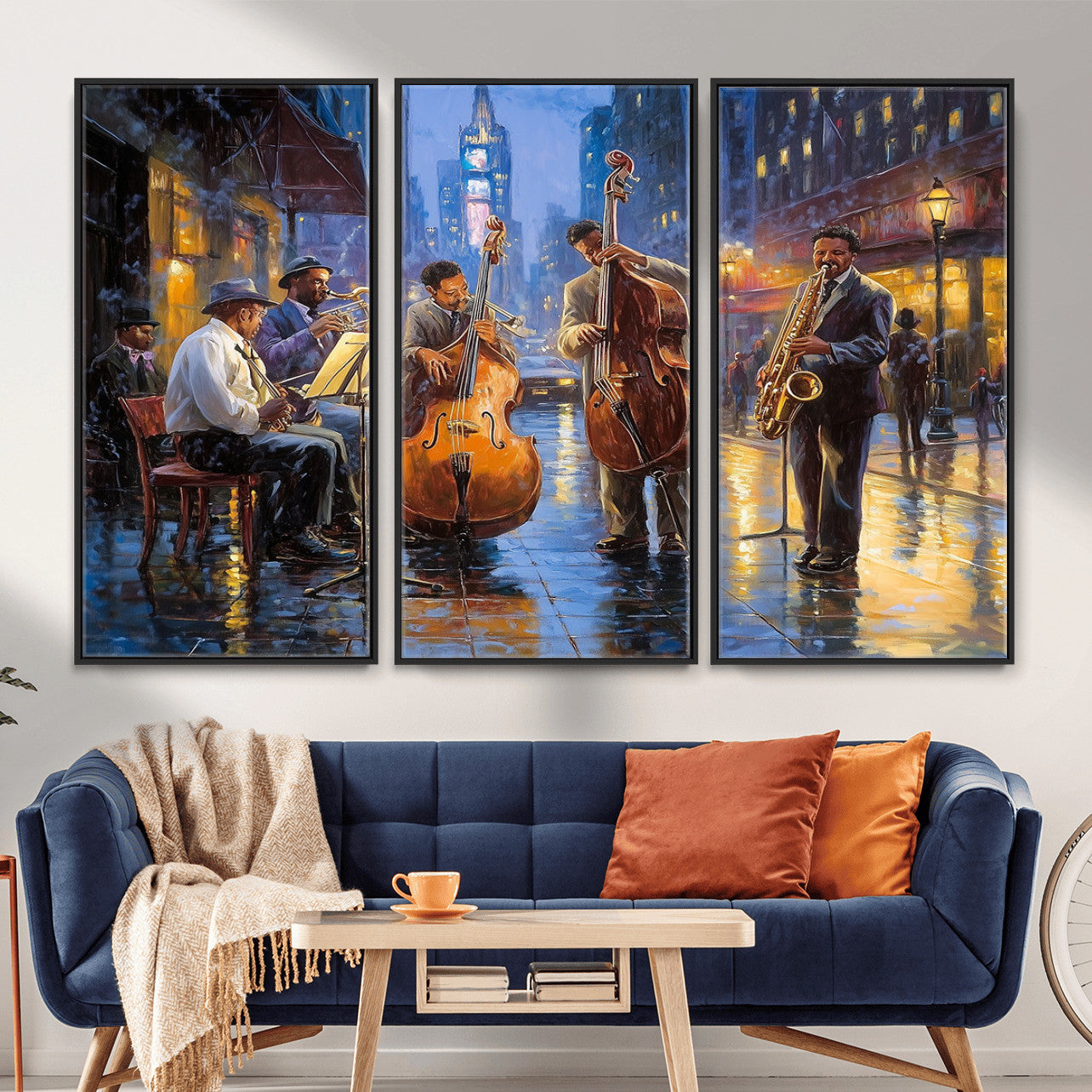 58694-MGV-FC-48X32-3P - Colorful Jazz Wall Art - African American Music Canvas Print - Framed Abstract Music Poster for Home