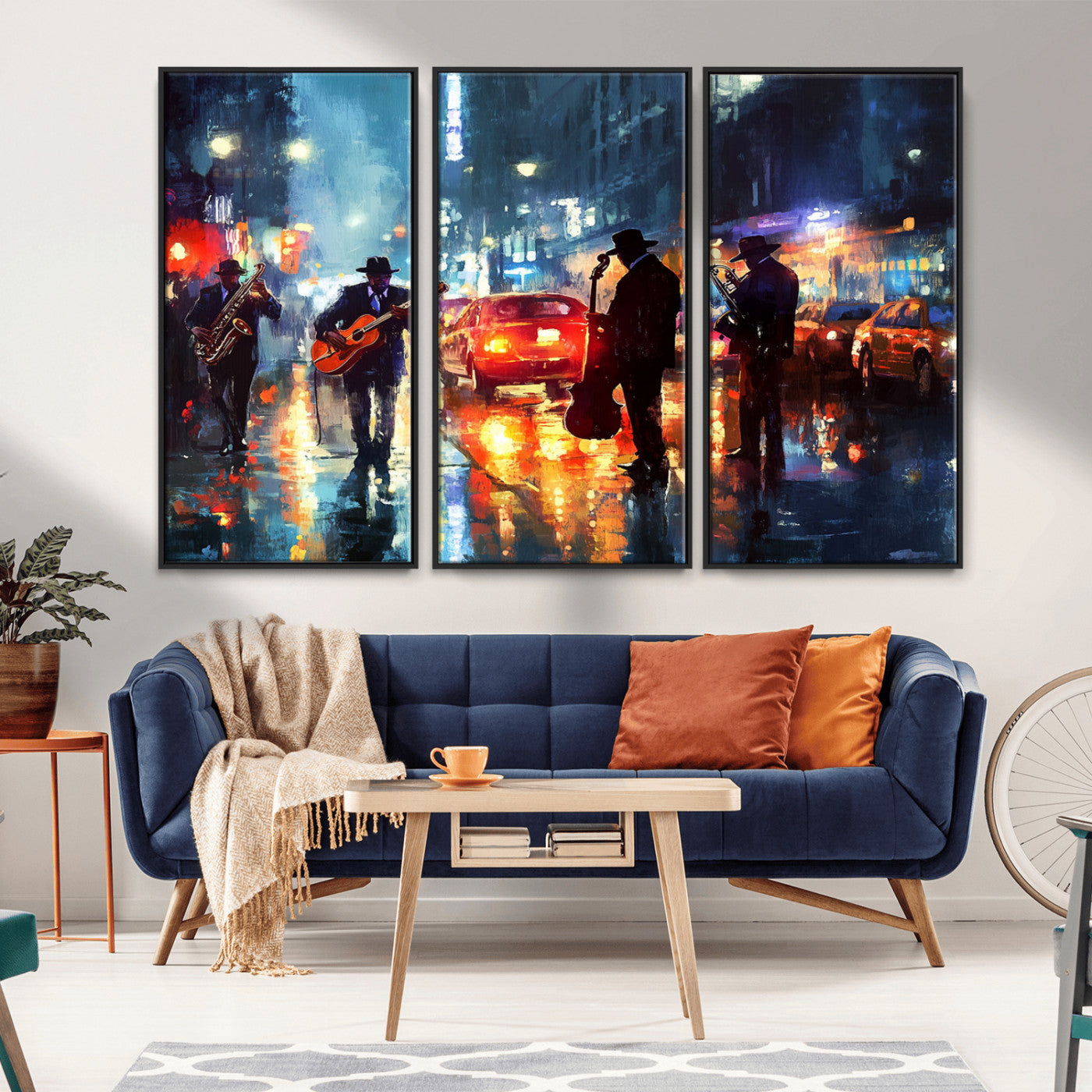 MGV-FC-48X32-3P - African American Jazz Canvas - Abstract Music Wall Art Print - Abstract Jazz Wall Art Framed Prints