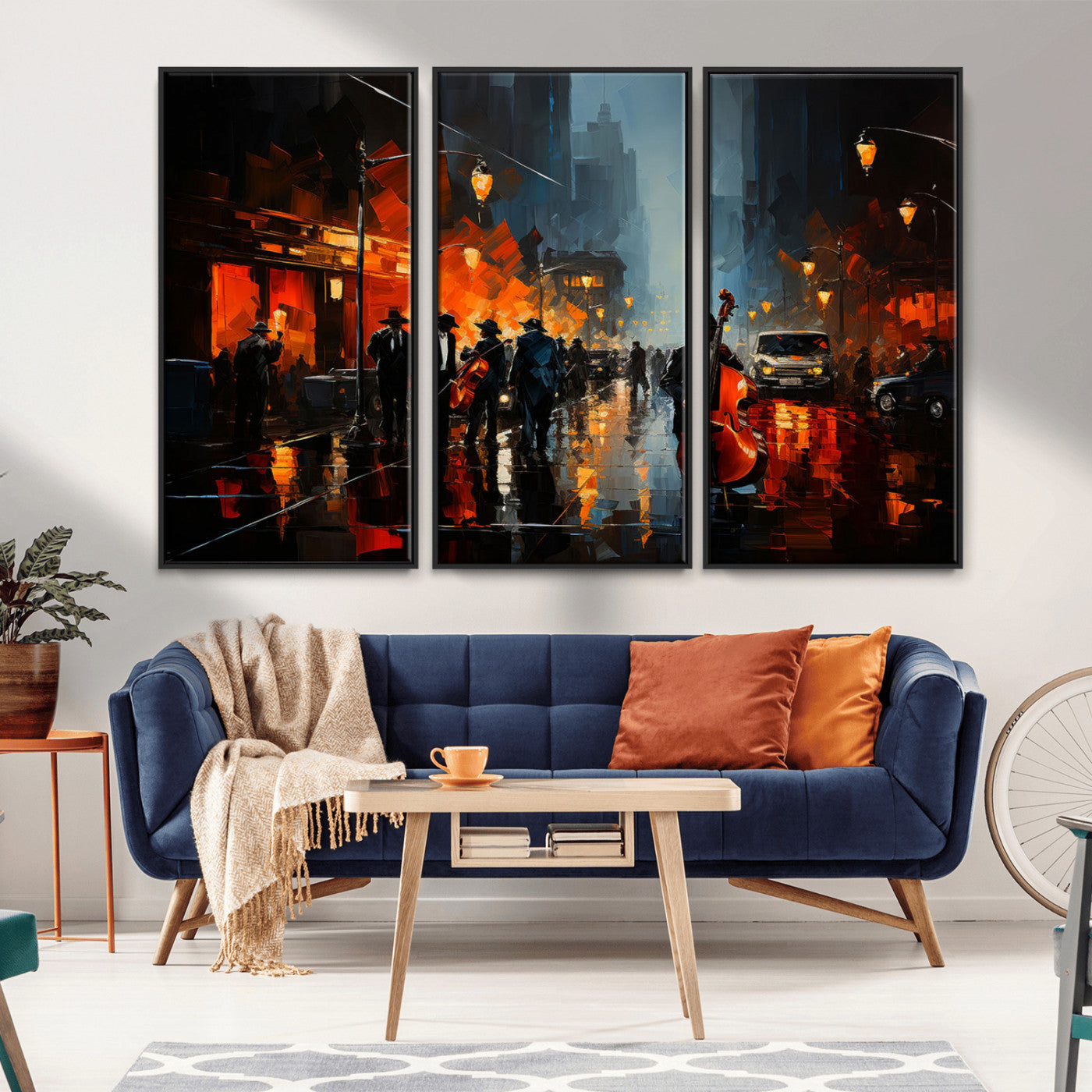MGV-FC-48X32-3P - Winston Porter Jazz Wall Art - African American Music Canvas - Abstract Colorful Music Art - Framed