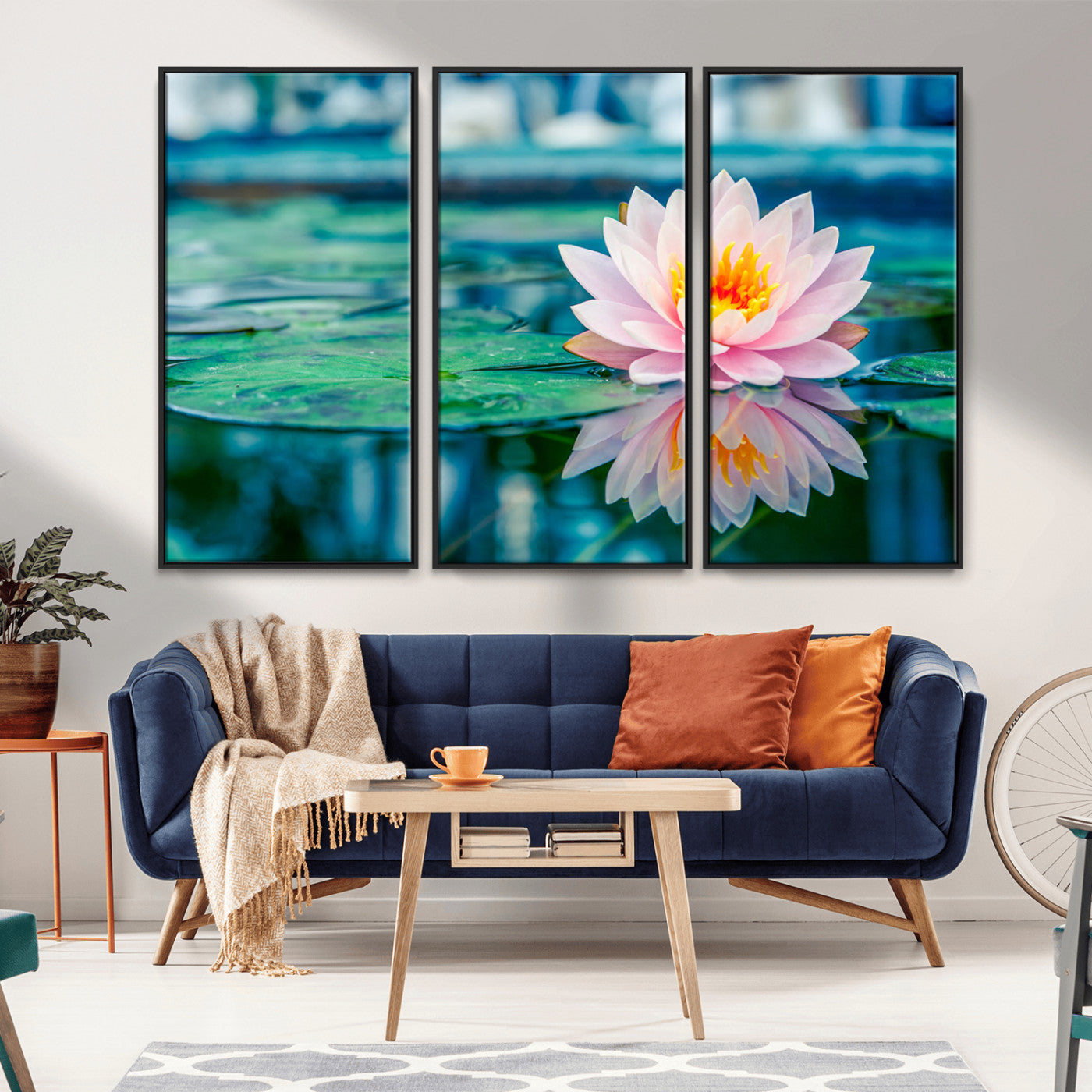 MGV-FC-48X32-3P - Lotus Flower Wall Art Canvas Print, Water Lily Large Wall Art Canvas Print for Yoga Room Decor,