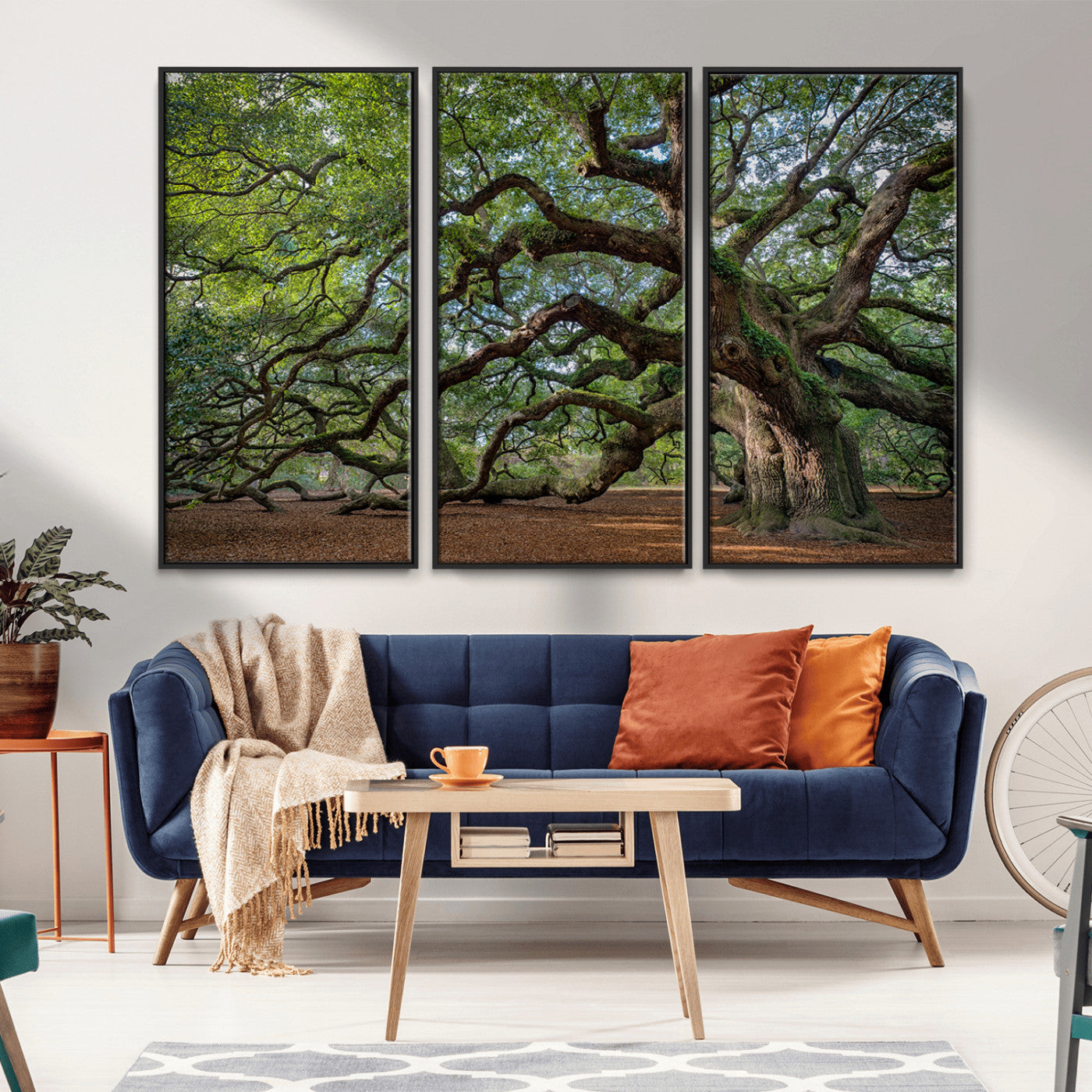 Canvas of the Angel Oak tree with sprawling limbs and mossy bark, ideal for earthy natural or rustic southern-inspired decor.
