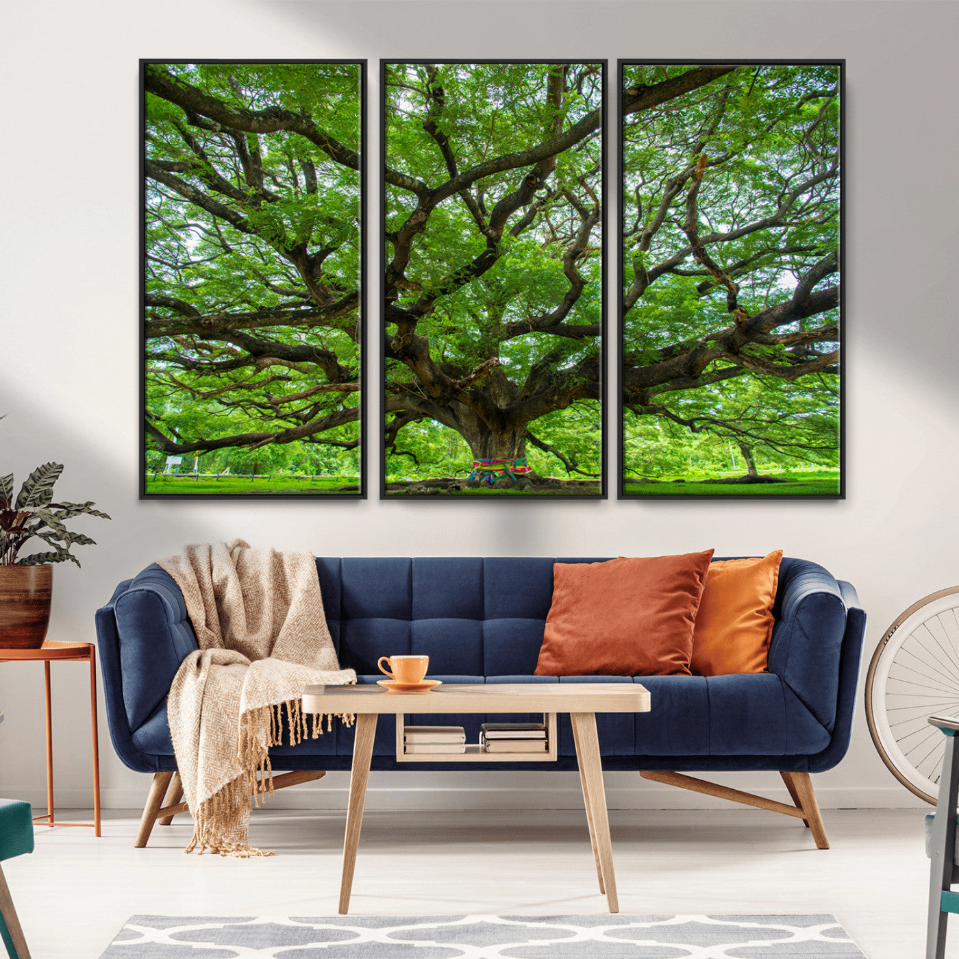 MGV-FC-48X32-3P - Oak Tree Wall Art Print, Forest Canvas Wall Art for Home and Office, Framed Angel Oak Tree Canvas
