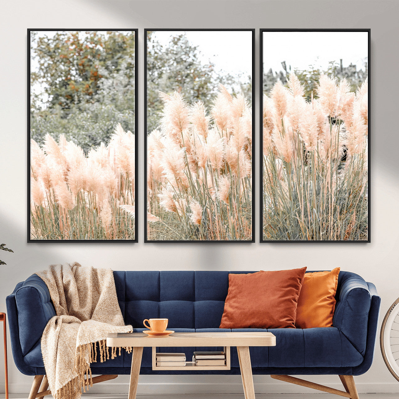21826392-MGV-CV-36X24 - Pampas Grass Wall Art – Soft Blush Hues and Natural Texture Canvas Print, Serene Outdoors & Botanical Charm for Living Room or Nature Decor