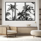 46641801-MGV-FC-48X32-3P-Palm Wall Art Canvas Print, Framed Tropics Art Picture Print, Monochrome Perfect Minimalist Decor