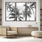 Edit-Images-Black and White Palm Tree Wall Art – Monochrome Tropical Canvas Print for Coastal or Minimalist Living Room Decor