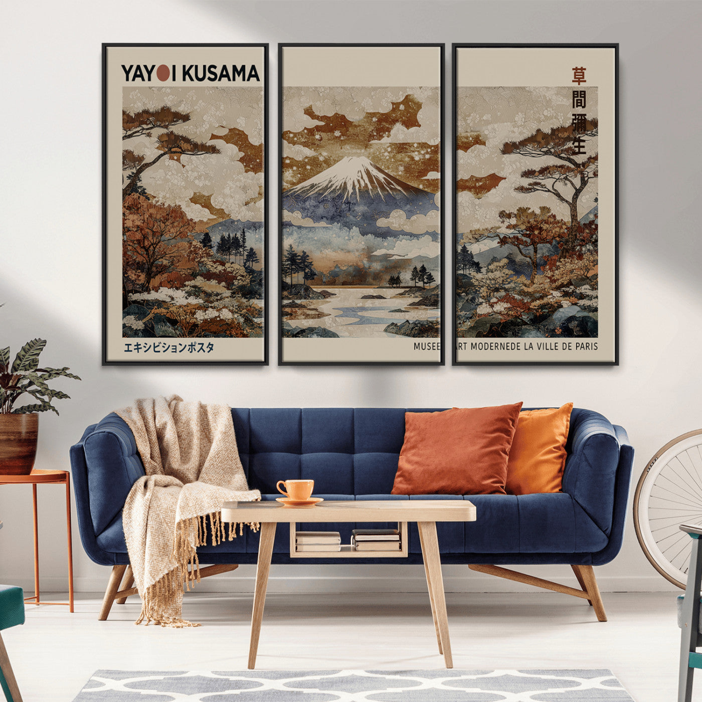 MGV-FC-48X32-3P - Yayoi Wall Art: Transform Your Space, Modern Japanese Wall Art Print Yayoi Kusama Canvas Wall Art