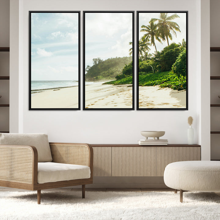 Relaxing Beach Wall Art Canvas Print, Framed Ocean View Art Picture Print, Coastal Serenity Perfect Tropical Coastal Decor Artwork