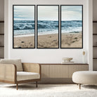 81812590-MGV-FC-48X32-3P-Ocean Wall Art Canvas Print, Framed Coastal Canvas Art Picture Print, Moody Seascape Perfect Coastal Minimalist Decor Artwork
