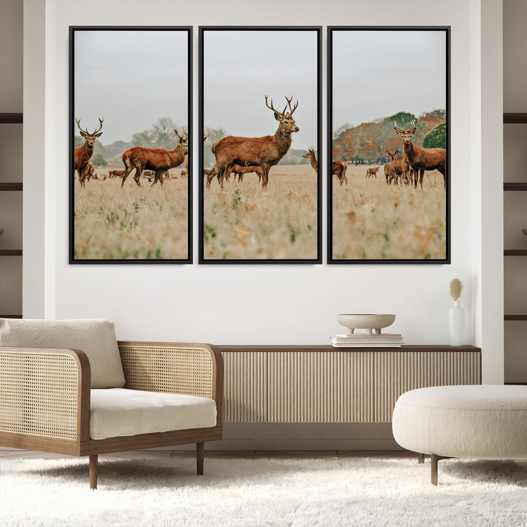 Rustic Deer Print Wall Art Canvas Print