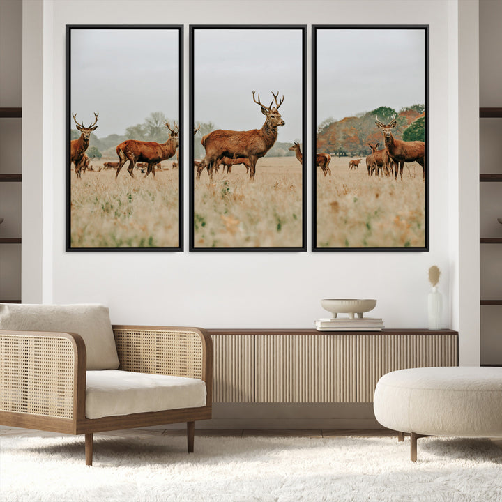 Rustic Deer Print Wall Art Canvas Print