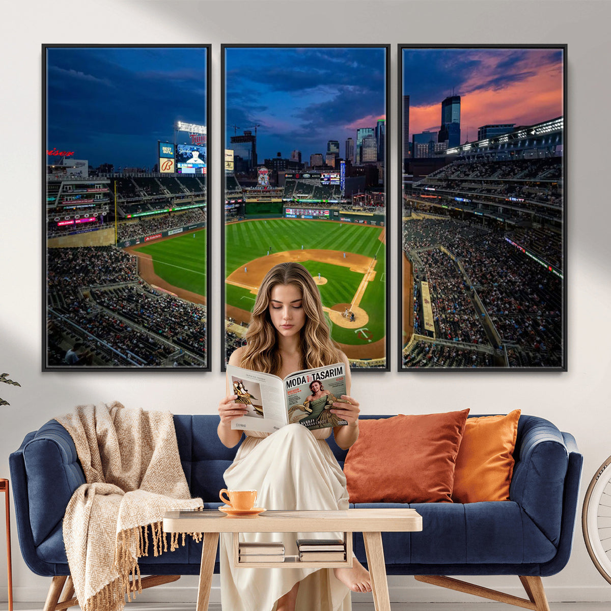 68222753-MGV-CV-36X24 - Target Field Wall Art Canvas Print, Baseball Stadium Scene