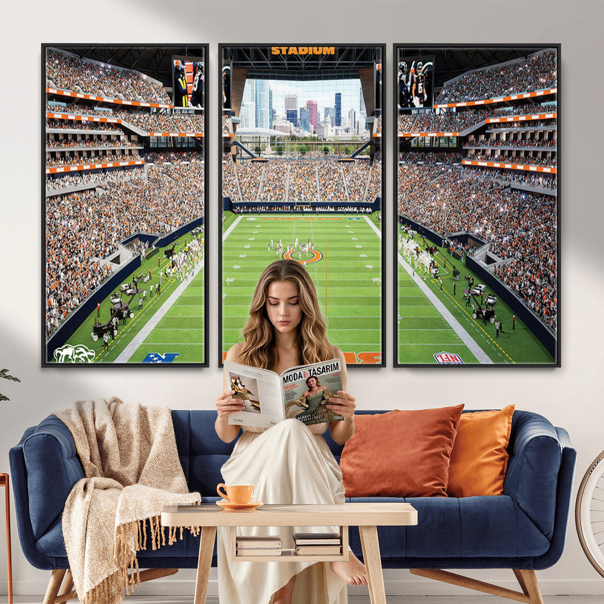 76935553-PAN-FL-20X10 - Chicago Bears Soldiers Field Wall Art Canvas Print, Home Office Wall Decor