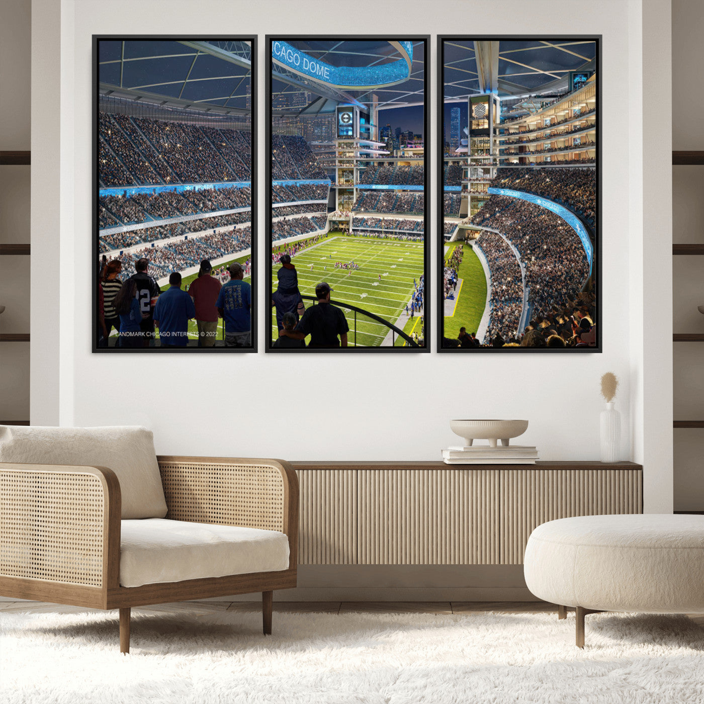 41816511-MGV-FC-60X40-3P_Black-Chicago Bears Soldiers Field Wall Art Canvas Print – Framed Football Stadium Artwork for Sports Fans, Soldier Field Skyline Canvas Decor for Game Room or Man Cave