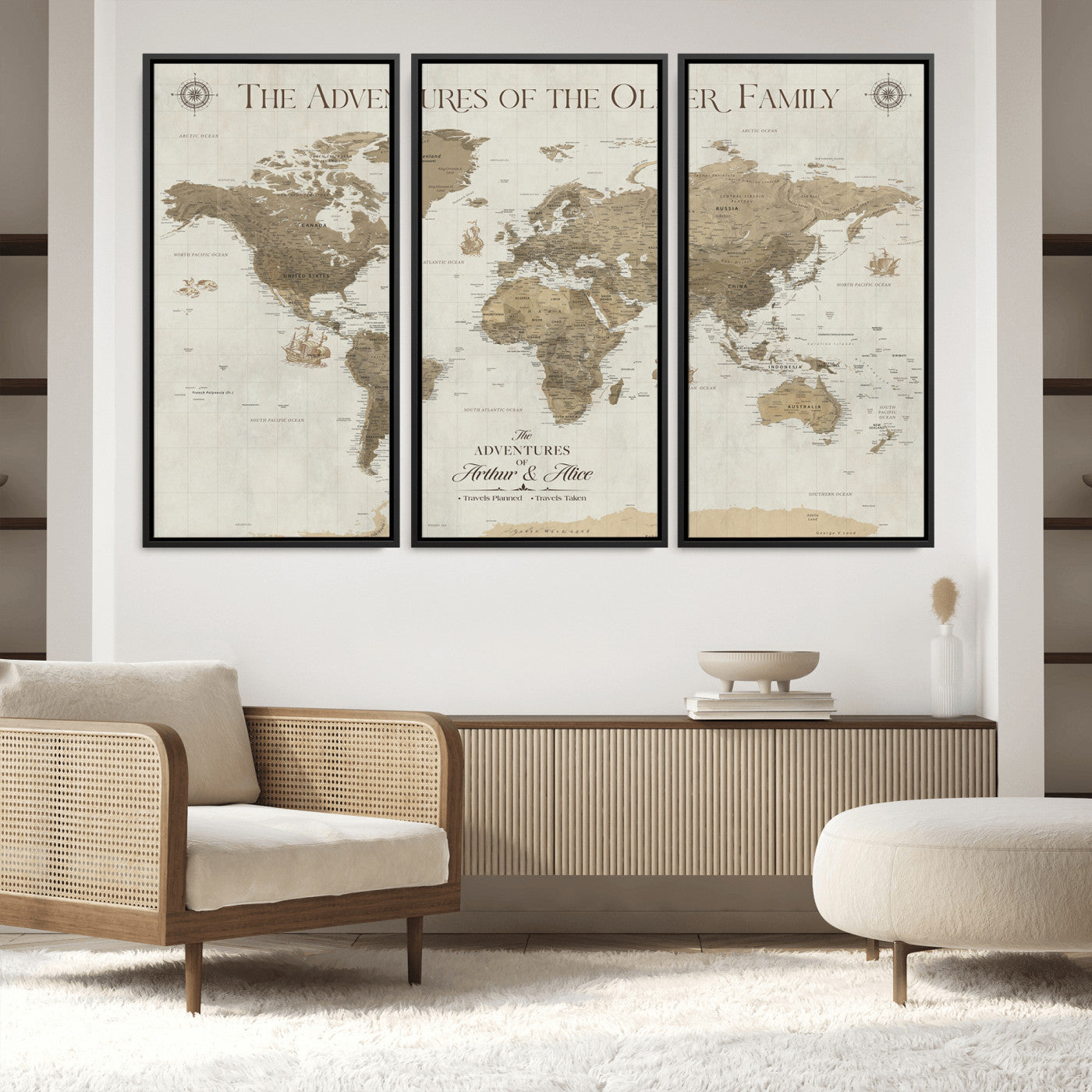 40119313-MGV-FC-48X32-3P_Black-World Travel Map with Pins – Push Pin Maps of Where I've Been, Framed Wall Map for Travel Memories, Old Style Decorative World Map - H12