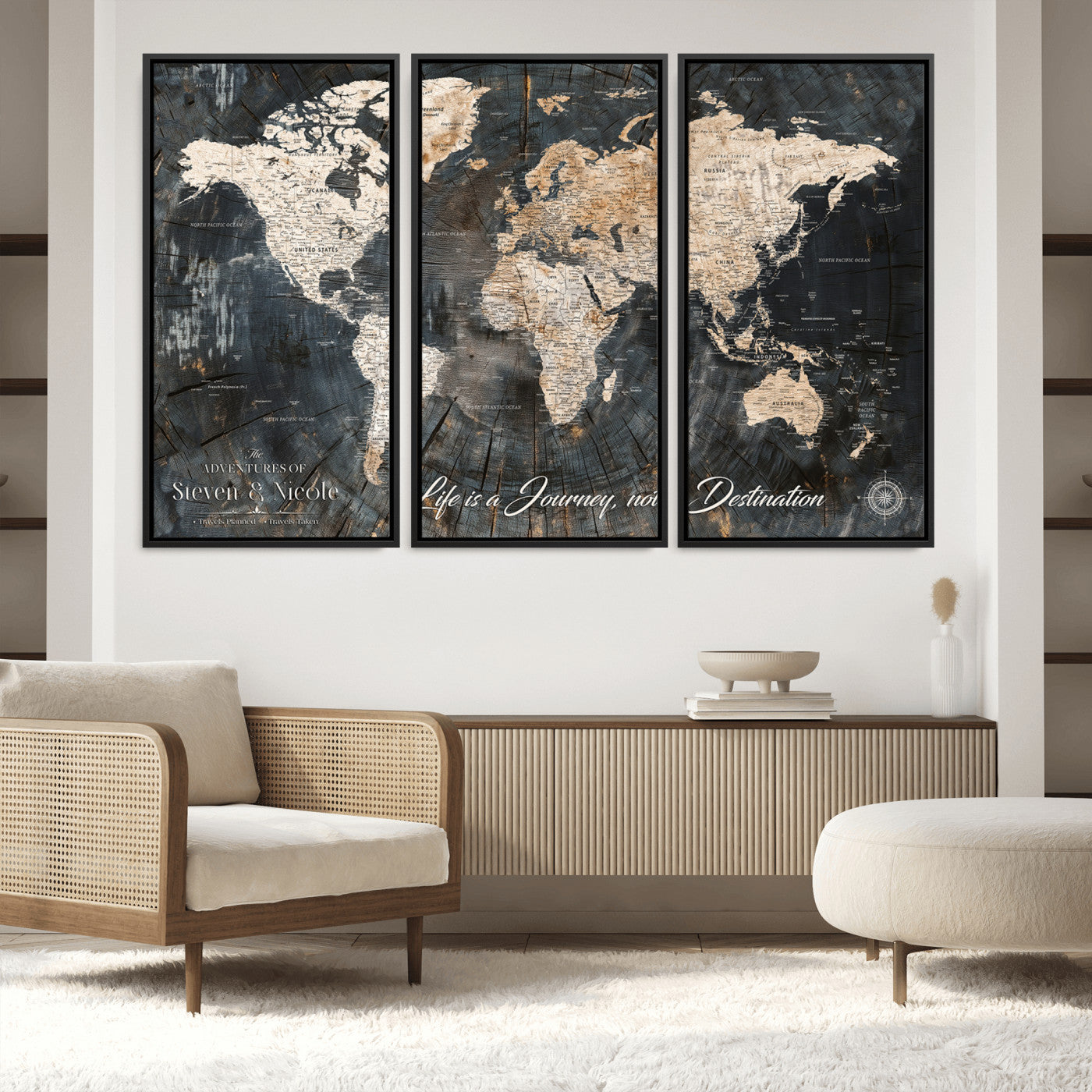 13001721-MGV-CV-36X24-Framed Travel Tracker Map with Push Pins – World Canvas Wall Art to Mark Trips, Great for Offices, Classrooms, and Gift Ideas - H16