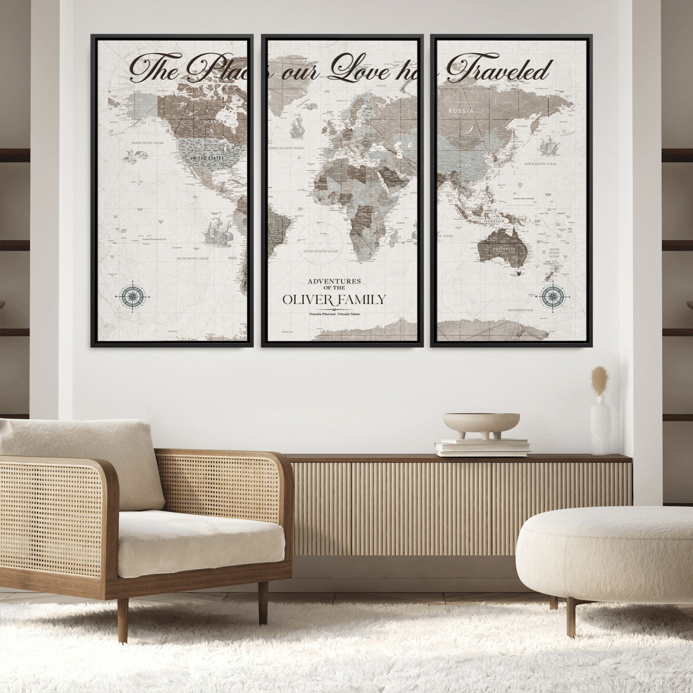 88245481-MGV-CV-36X24-Custom Push Pin World Map Wall Canvas Print – Personalized Travel Tracker with Pins – Framed Large Multi-Size Canvas for Home Office Decor
