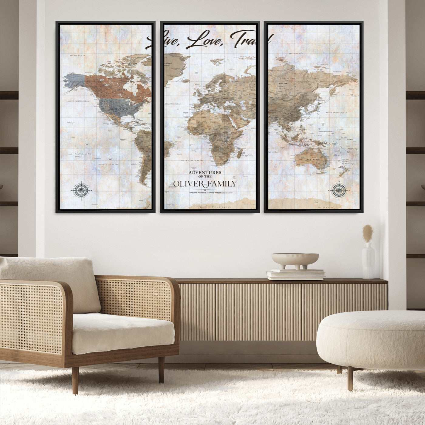 76256172-MGV-CV-36X24-Custom Push Pin World Map Wall Canvas Print – Personalized Travel Tracker with Pins – Framed Large Multi-Size Canvas for Home Office Decor