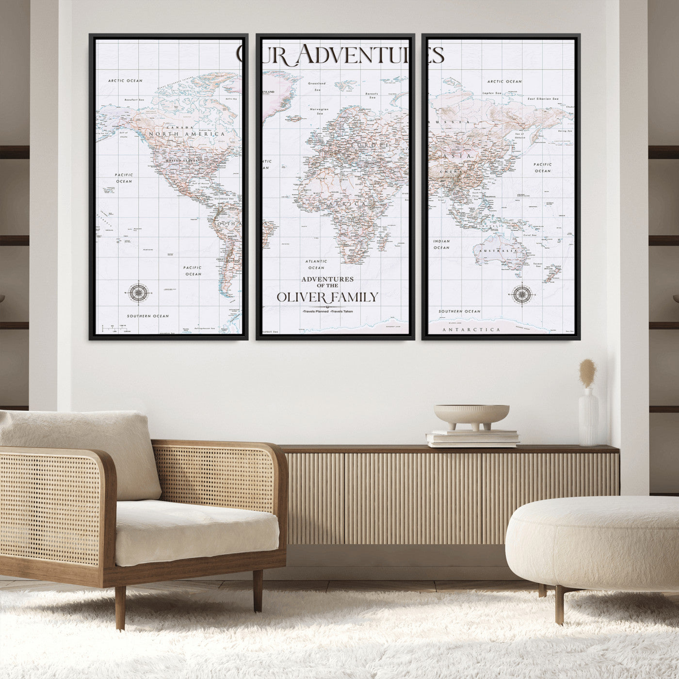 40041157-MGV-CV-36X24-Custom Push Pin World Map Wall Canvas Print – Personalized Travel Tracker with Pins – Framed Large Multi-Size Canvas for Home Office Decor