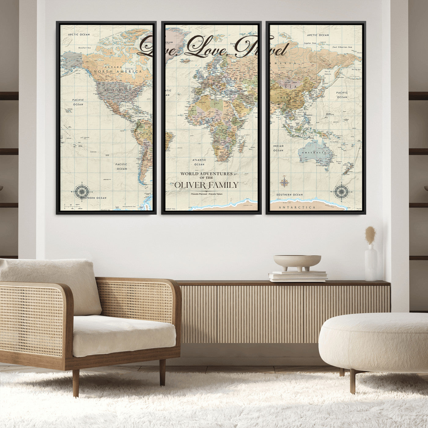 49563244-MGV-CV-36X24-Custom Push Pin World Map Wall Canvas Print – Personalized Travel Tracker with Pins – Framed Large Multi-Size Canvas for Home Office Decor