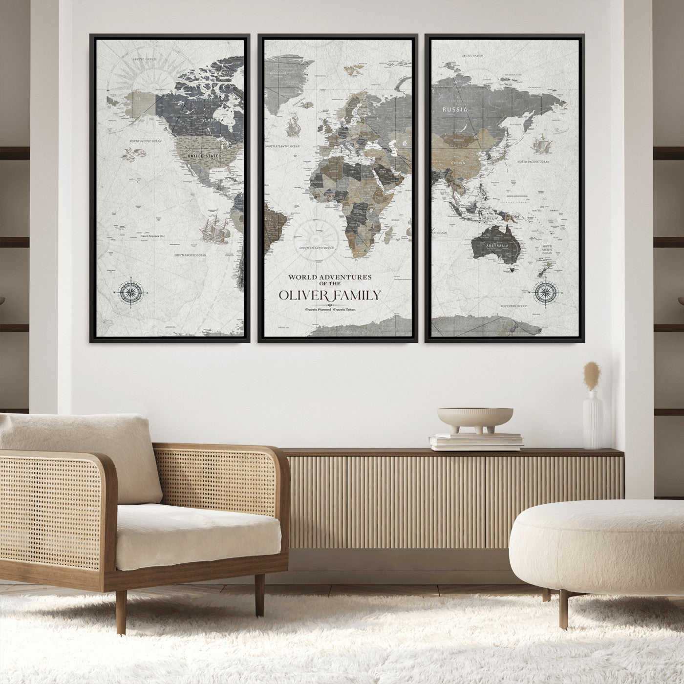 24596128-MGV-CV-36X24-Custom Push Pin World Map Wall Canvas Print – Personalized Travel Tracker with Pins – Framed Large Multi-Size Canvas for Home Office Decor