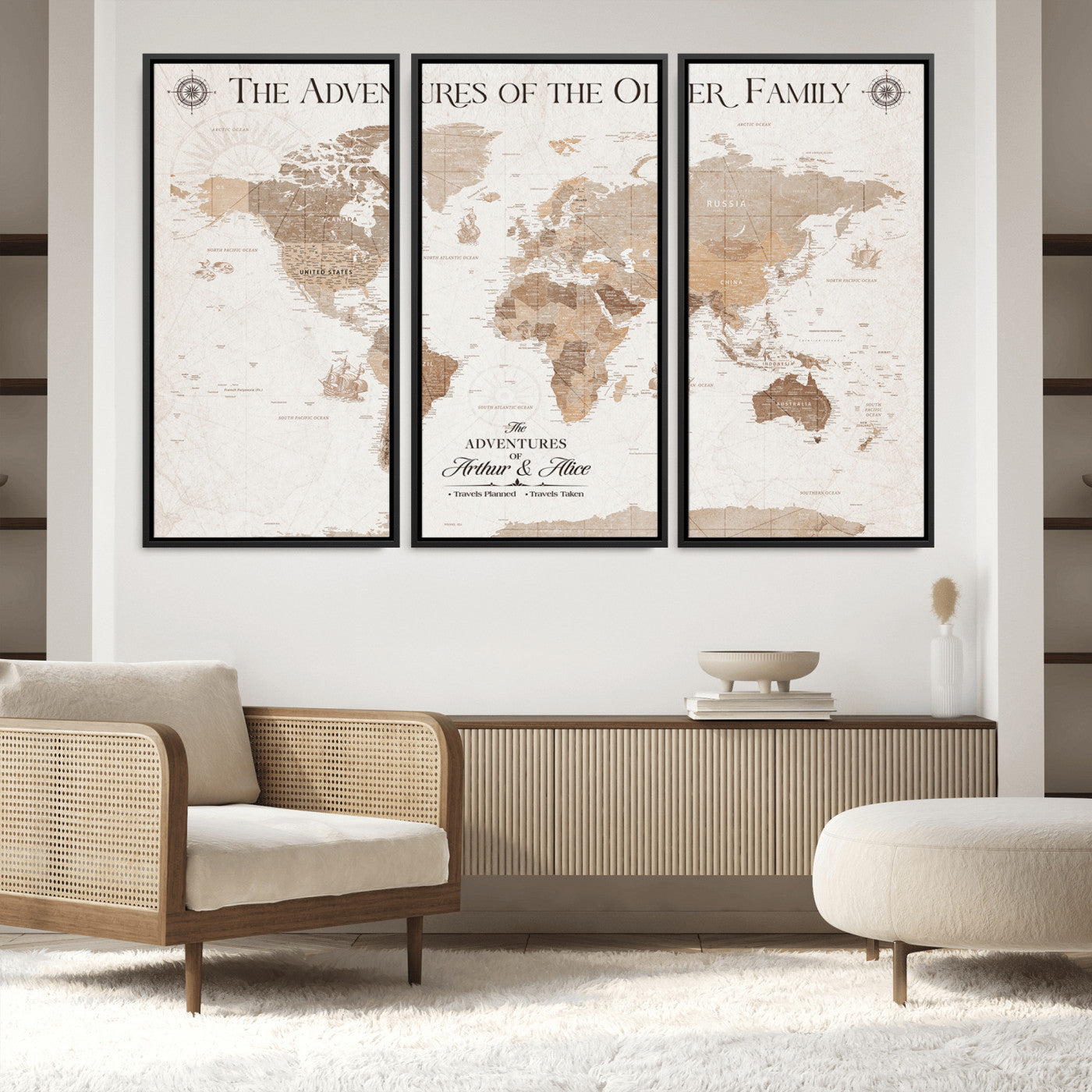58395047-MGV-CV-36X24-Custom Push Pin World Map Wall Canvas Print – Personalized Travel Tracker with Pins – Framed Large Multi-Size Canvas for Home Office Decor