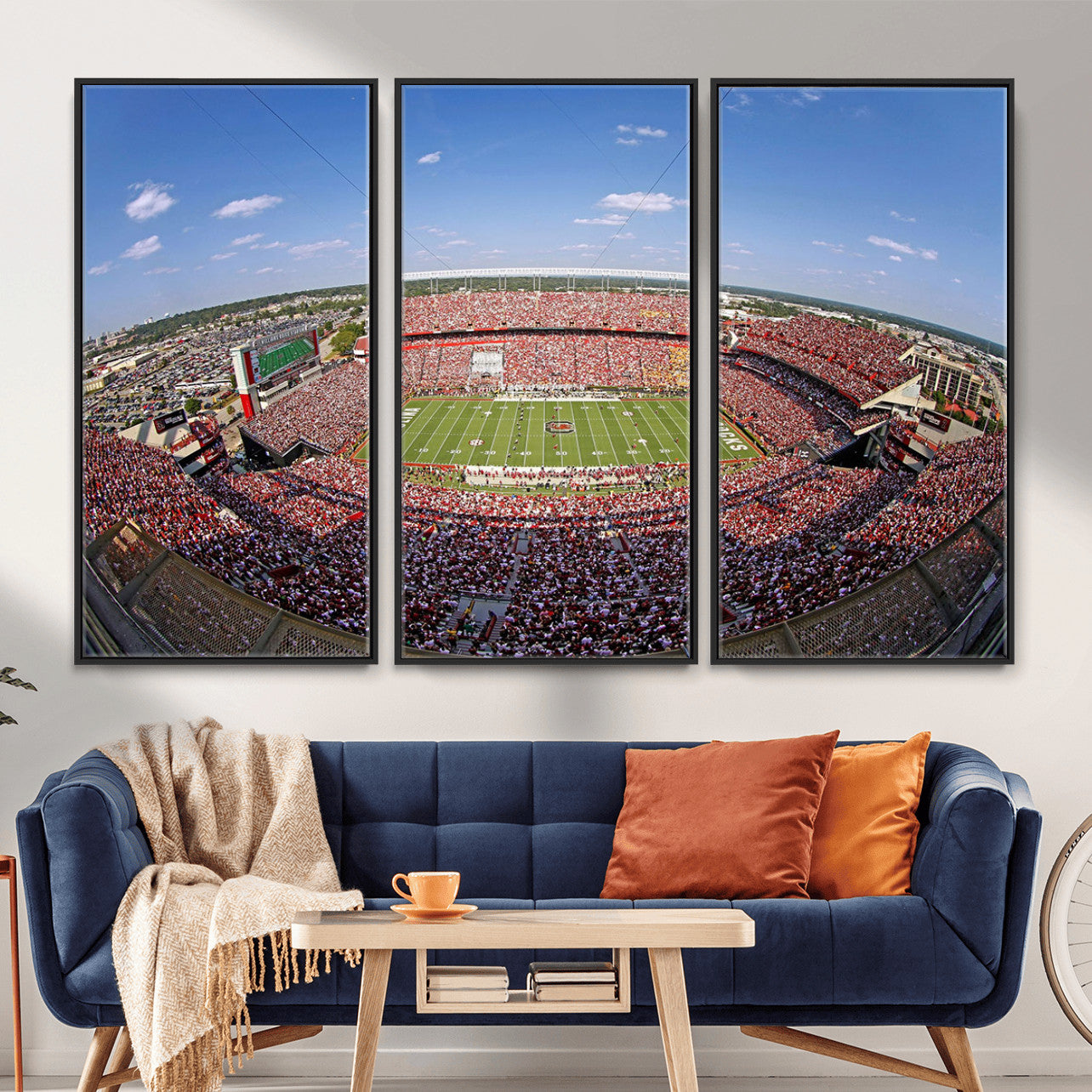29492070-MGV-FC-48X32-3P - William Brice Stadium Wall Art Canvas Print – Stadium Crowd Sports Field Outdoor Event Football Game Artwork for Home Office