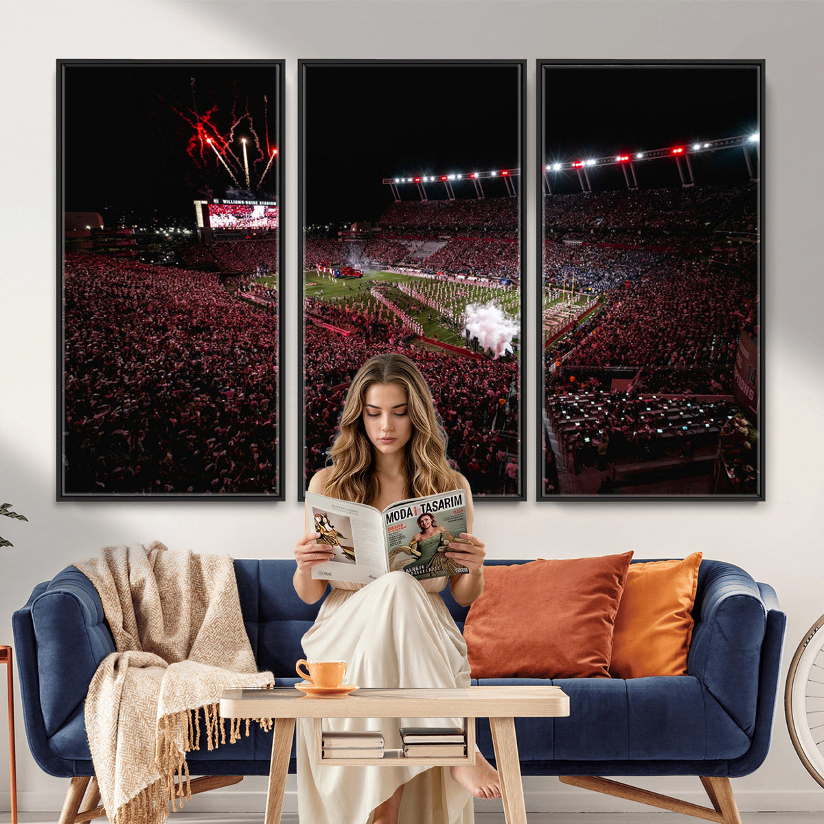 60690191-MGV-CV-36X24 - William Brice Stadium Wall Art Print, Baseball Game Room