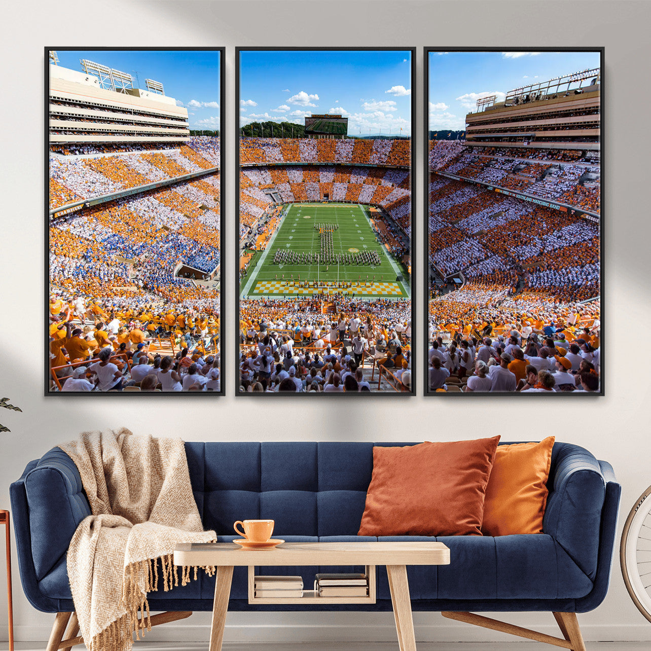 77097951-MGV-FC-48X32-3P - Tennessee Neyland Stadium Wall Art, Sports Arena Canvas Print, Panoramic Stadium Canvas Artwork for Home, Office