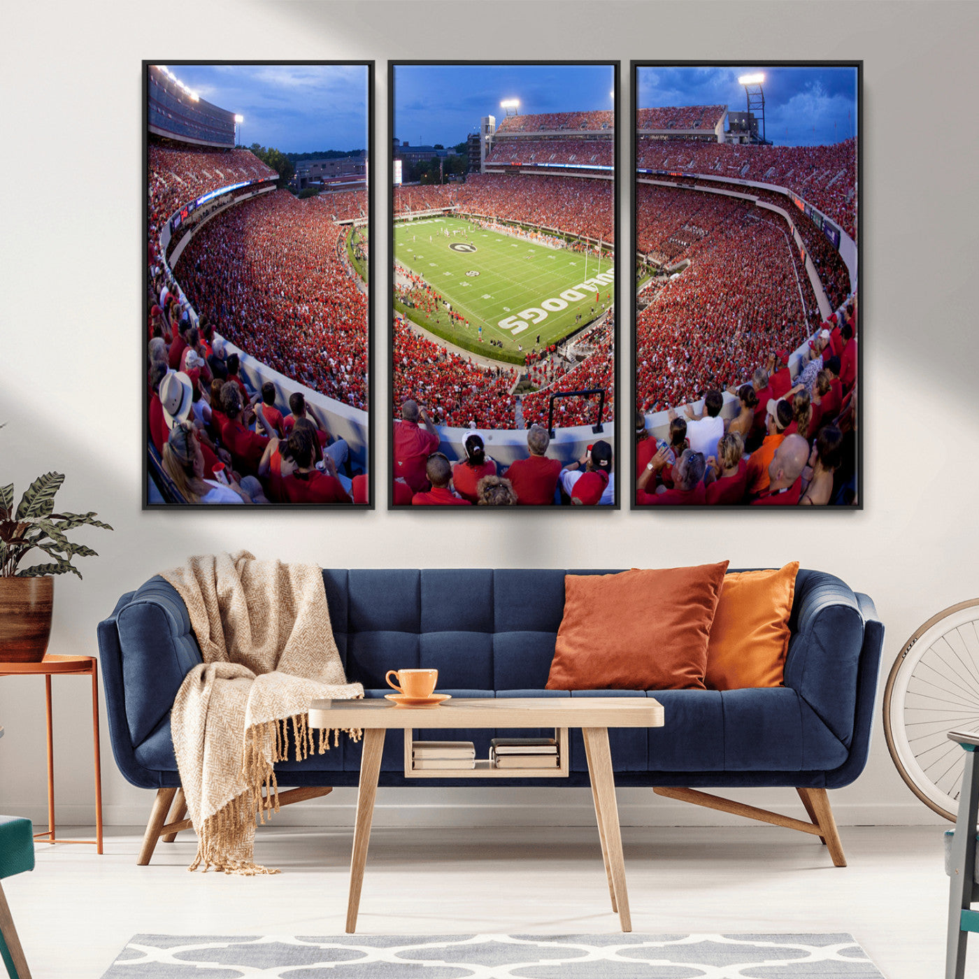 10244378-MGV-FC-48X32-3P-Dooley Stadium Wall Art Print, Sports Arena Canvas Wall Art, Dooley Field at Sanford Stadium Canvas Print, Modern Athletic Field Art Printing