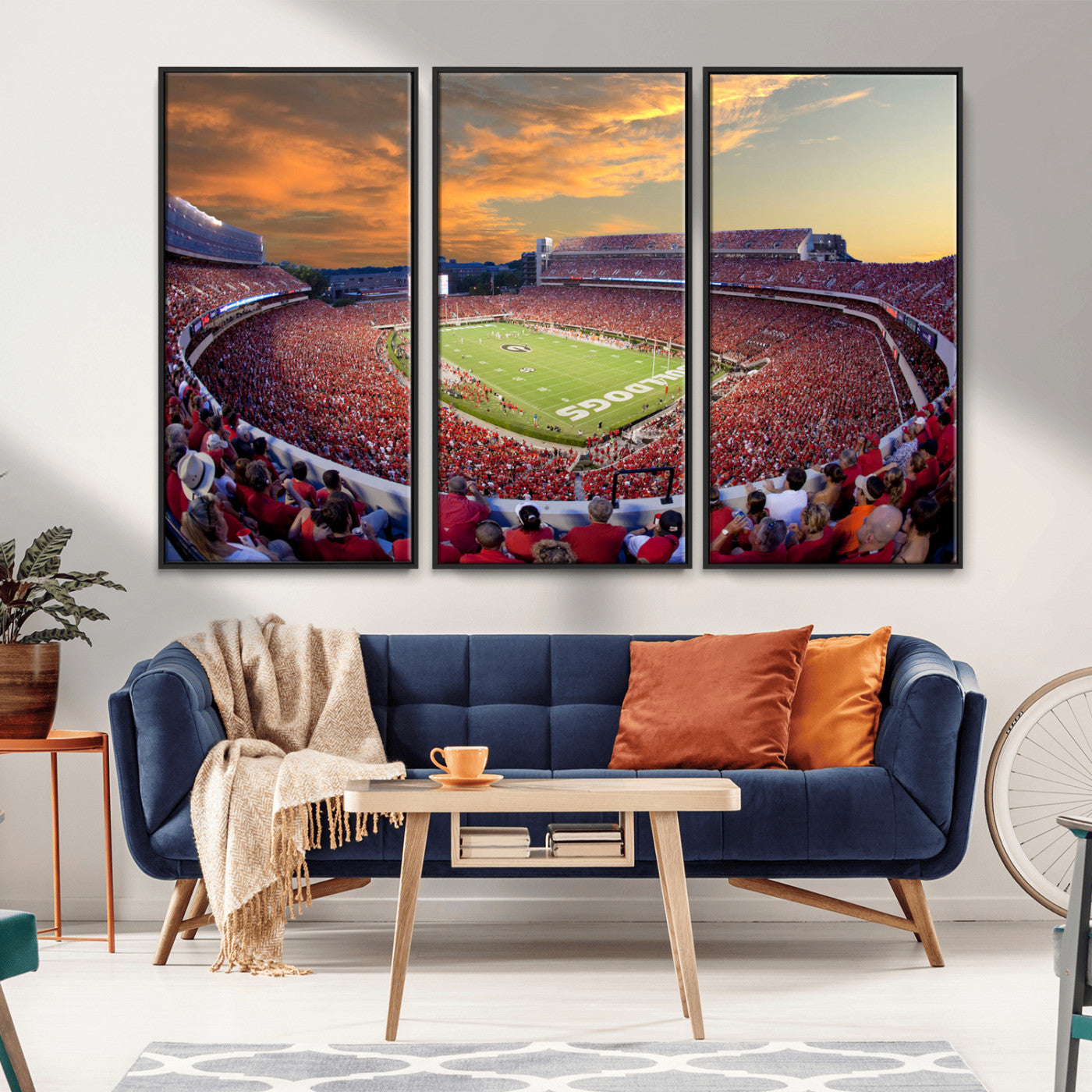73680988-MGV-FC-48X32-3P-Dooley Stadium Wall Art Print, Sports Arena Canvas Wall Art, Dooley Field at Sanford Stadium Canvas Print, Modern Athletic Field Art Printing