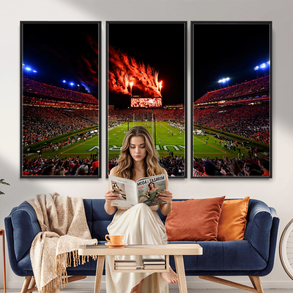 59046876-MGV-CV-36X24 - Jordan-Hare Football Stadium Wall Art Canvas Print, Football Stadium Aerial View