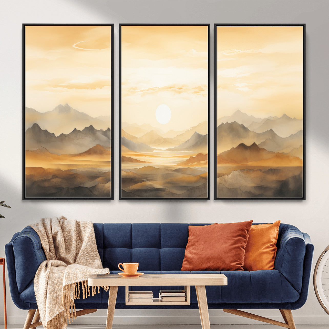Nihat1-29-MGV-CV-36X24-Sepia Color Abstract Mountain Wall Art Canvas Print