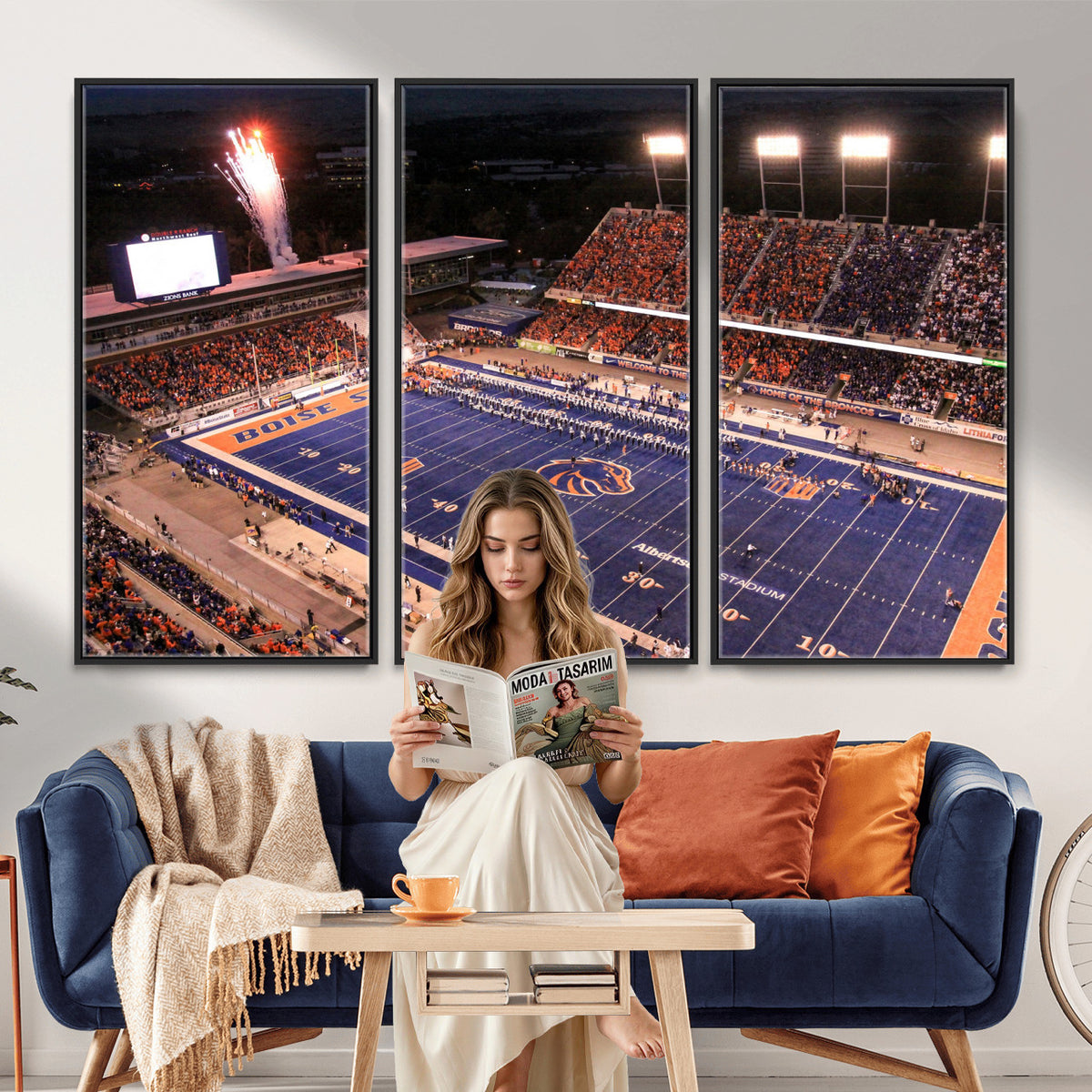 BS1001S-MGV-CV-36X24 - Boise State Broncos Albertsons Stadium Wall Art Canvas Print