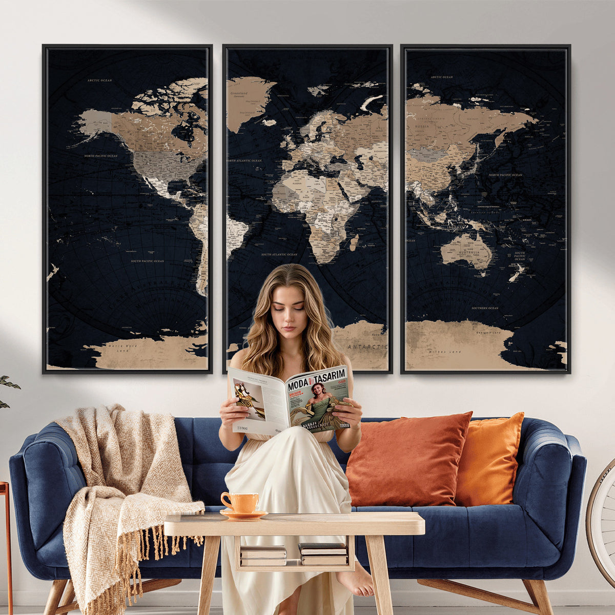 25812727-MGV-CV-36X24 - Grunge Wall Art World Map Canvas Print