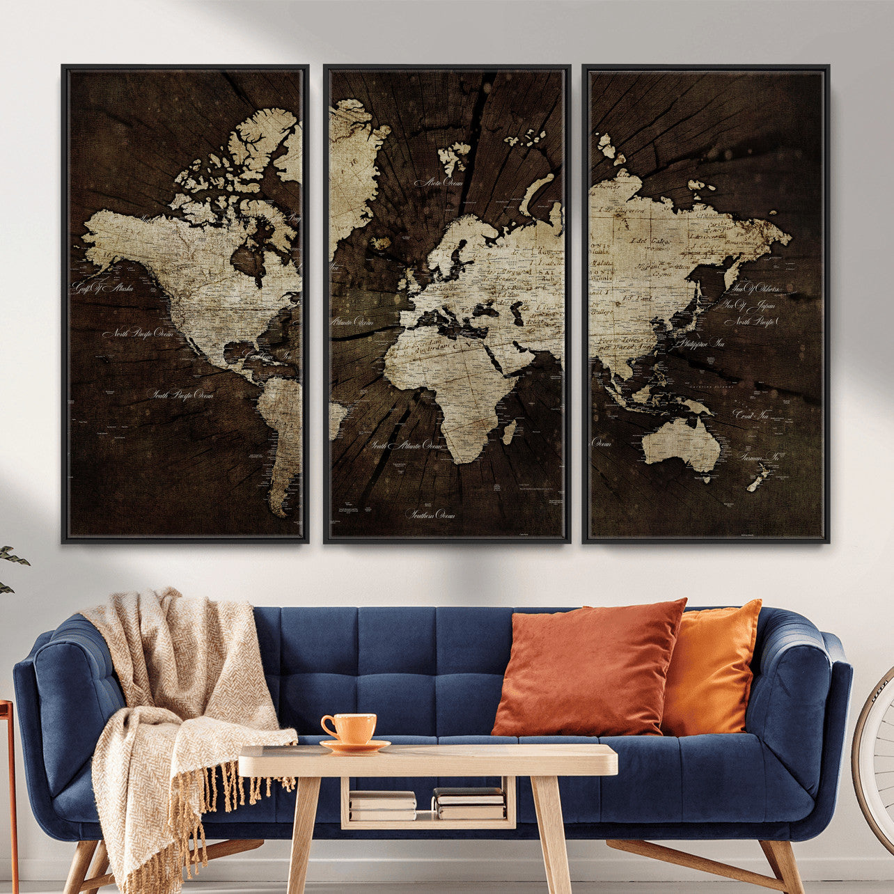 40991509-MGV-CV-36X24 - World Map Wall Art Canvas Print, Modern Decorative Framed Map Artwork Prints for Living Room, Office, Bedroom Wall Decor