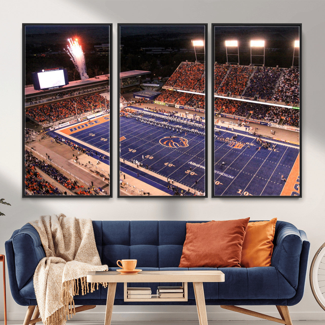 58849575-MGV-CV-36X24 - Boise State Stadium Large Wall Art Canvas Print for Living Room Office Wall Decor