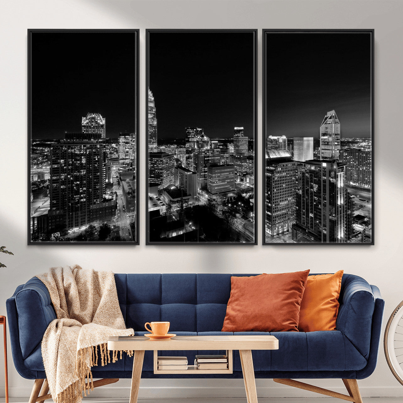 68329345-MGV-CV-36X24 - Atlanta Skyline Wall Art Canvas Print, Atlanta Downtown Night Cityscape Print for Modern Urban Wall Decor