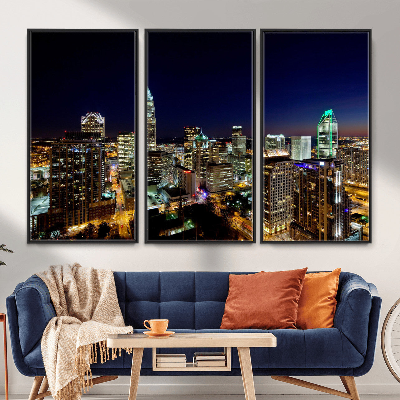 47163738-MGV-CV-36X24 - Atlanta Skyline Wall Art Canvas Print, Atlanta Downtown Night Cityscape Print for Modern Urban Wall Decor