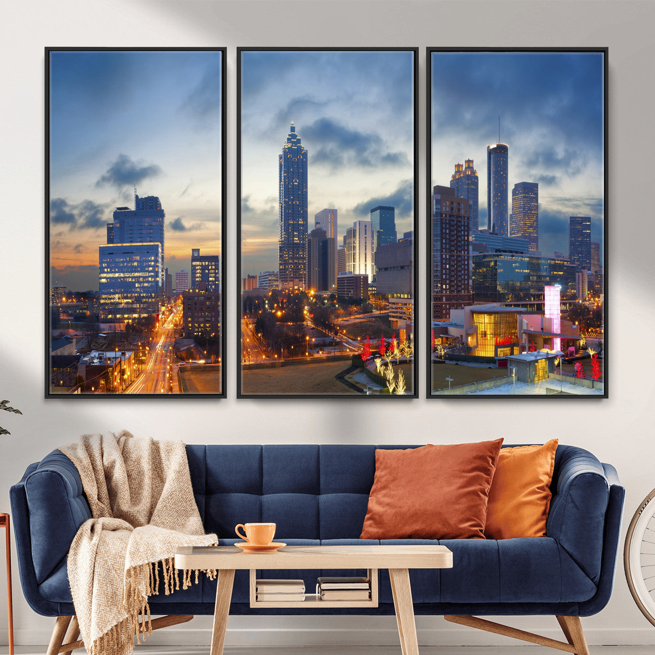 18461309-MGV-CV-36X24 - Atlanta Skyline Wall Art Canvas Print, Atlanta Downtown Night Cityscape Print for Modern Urban Wall Decor