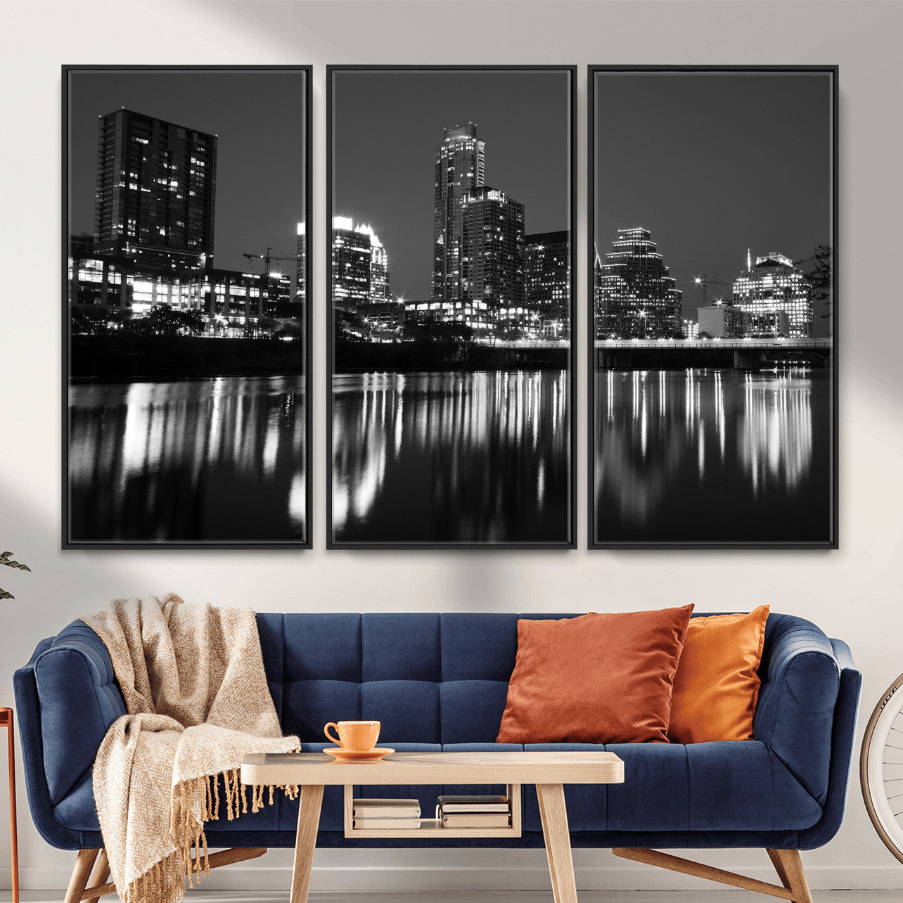38129554-MGV-CV-36X24 - Austin Skyline Wall Art Canvas Print, Austin Downtown Night Cityscape Print for Modern Urban Wall Decor