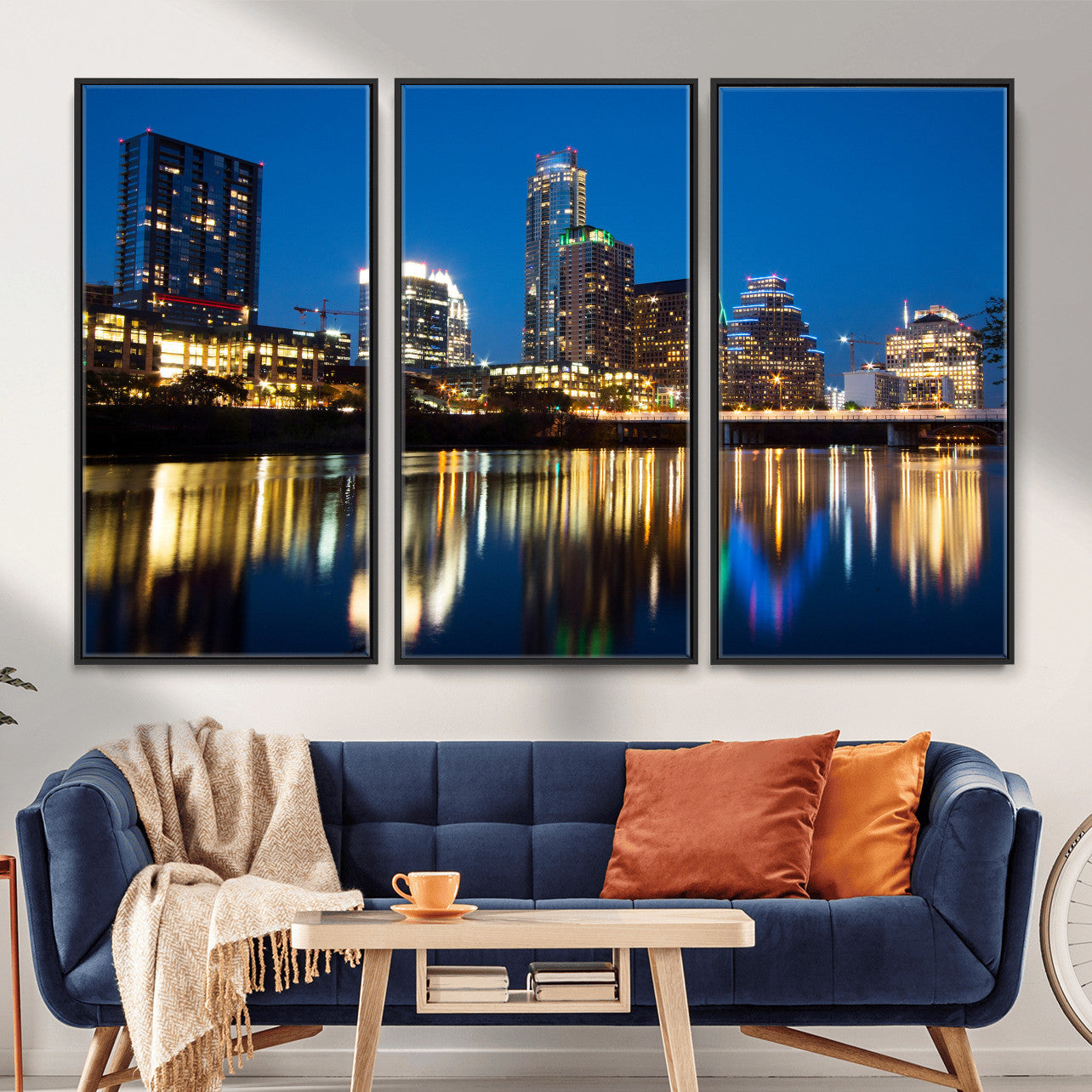 21916206-MGV-CV-36X24 - Austin Skyline Wall Art Canvas Print, Austin Downtown Night Cityscape Print for Modern Urban Wall Decor