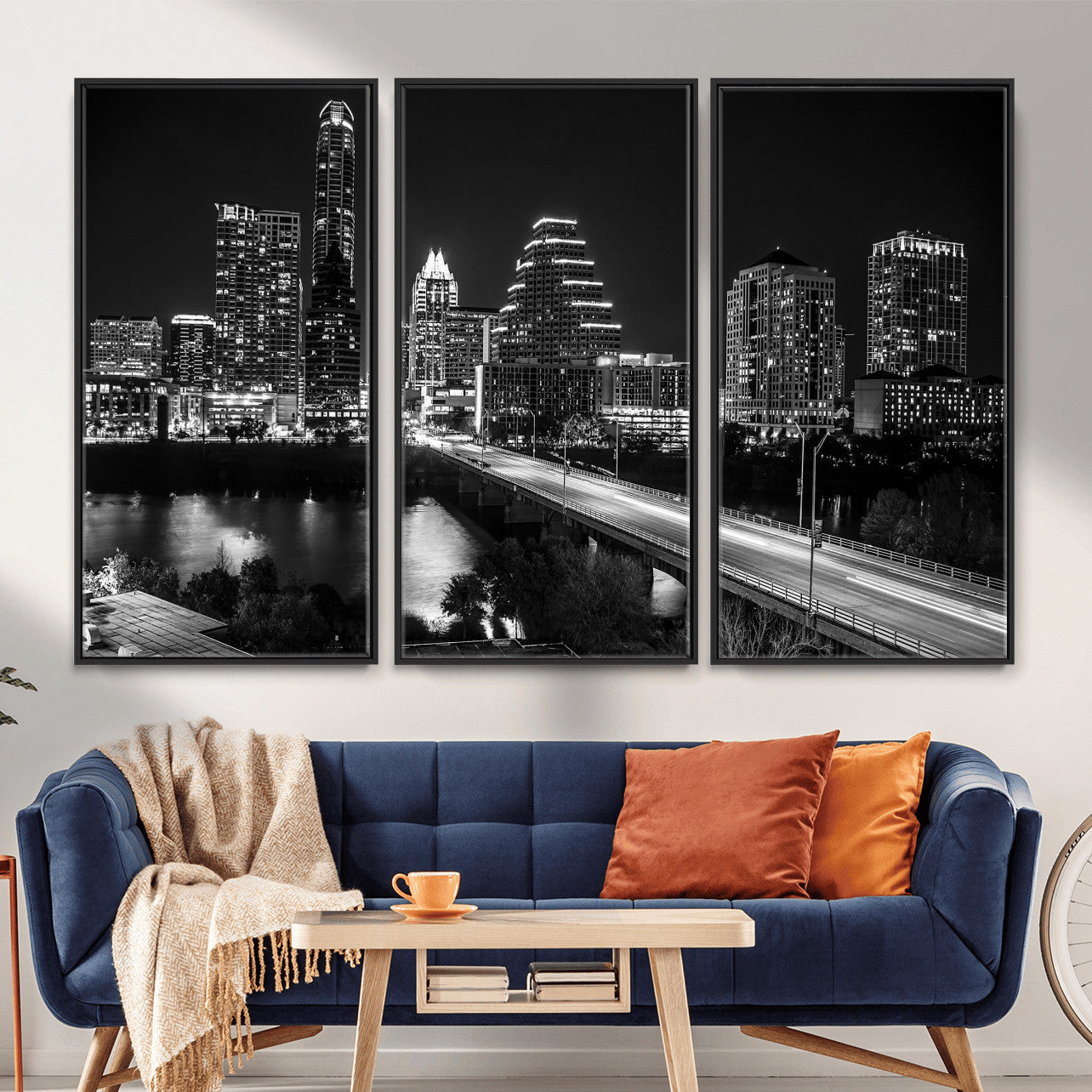 37531750-MGV-CV-36X24 - Austin Skyline Wall Art Canvas Print, Austin Downtown Night Cityscape Print for Modern Urban Wall Decor