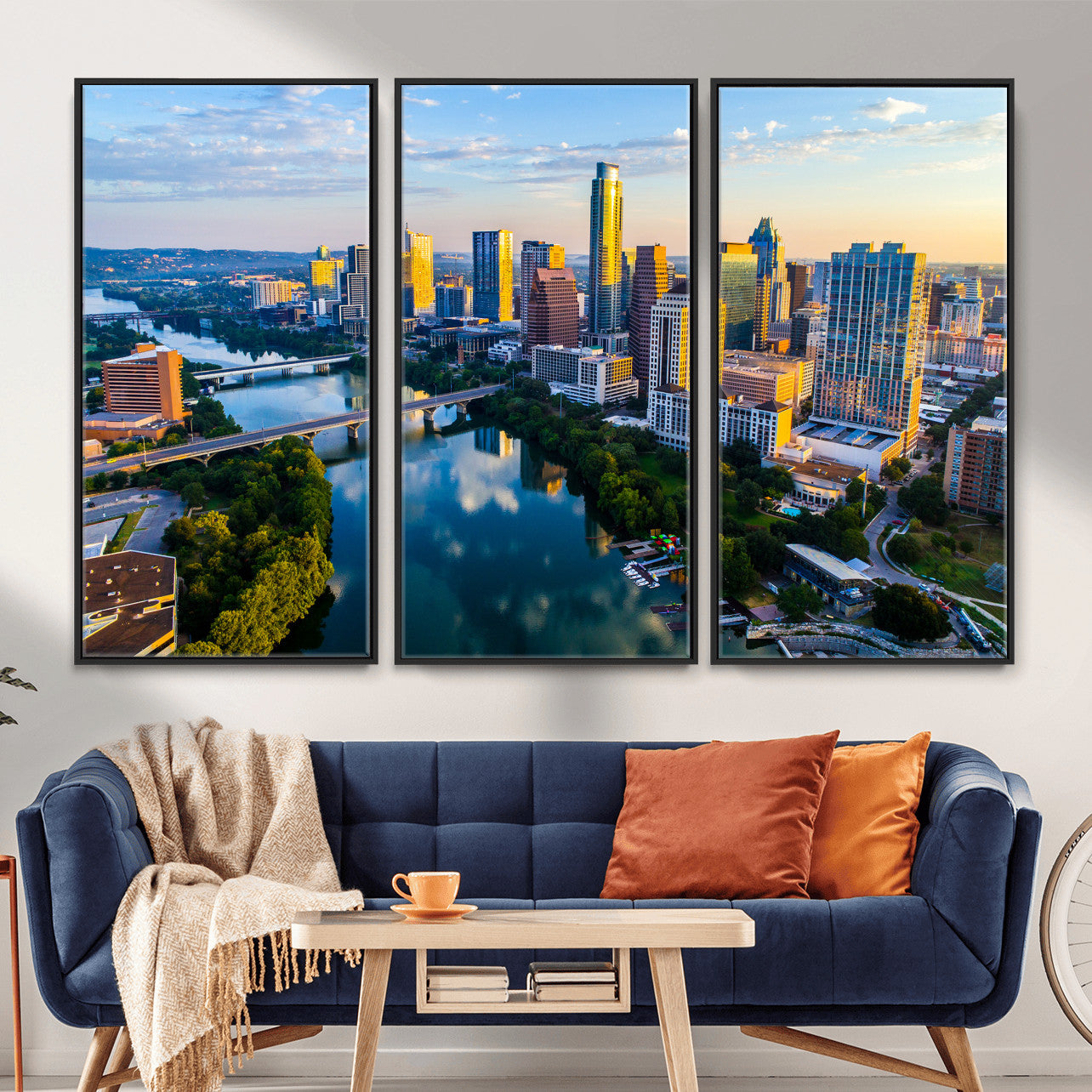 33675326-MGV-CV-36X24 - Austin Skyline Wall Art Canvas Print, Austin Downtown Night Cityscape Print for Modern Urban Wall Decor